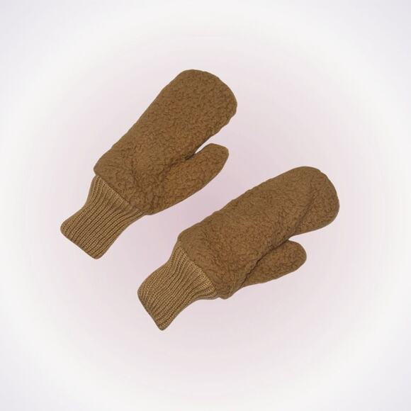 Teddy Feel Tan Brown Fleece Lined Mittens | Sz OS - Picture 1 of 4